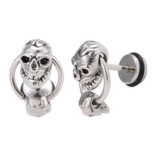 Fake Plug Piercing Edelstahl silberne Farbe Totenkopf Ring kleiner Totenkopf - chic - net.de