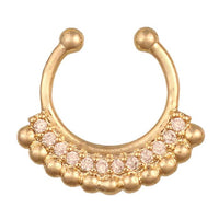 Load image into Gallery viewer, Fake Septum Piercing goldfarben Band mit Zirkonia Steinen Kugeln weiß Edelstahl - chic - net.de
