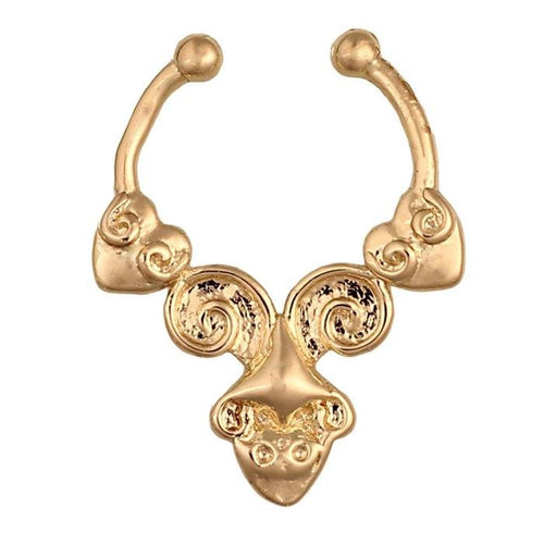 Fake Septum Piercing goldfarben Herzen Spiralen Tropfen mittig Edelstahl - chic - net.de