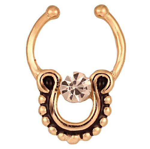 Fake Septum Piercing goldfarben rund schwarz weißer Zirkonia Stein Edelstahl - chic - net.de