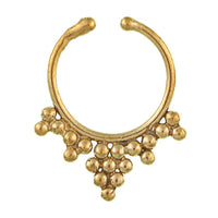 Load image into Gallery viewer, Fake Septum Piercing Nasenringe golden antik Brass kleine Kugeln als Dreiecke Tribal - chic - net.de
