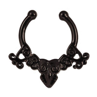 Cargar imagen en el visor de la galería, Fake Septum Piercing schwarz Edelstahl Schnörkel - chic - net.de

