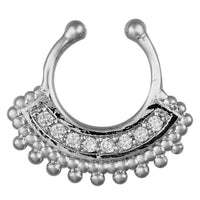 Load image into Gallery viewer, Fake Septum Piercing silberfarben kugeln Band Zirkonia Steine weiß Edelstahl - chic - net.de
