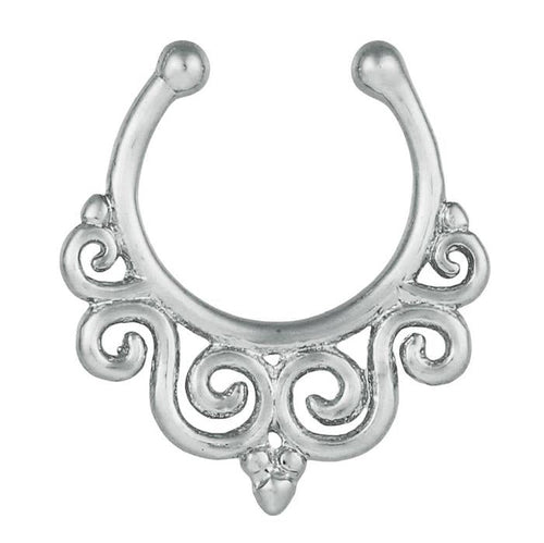 Fake Septum Piercing silberfarben Schörkel Spiralen Edelstahl - chic - net.de