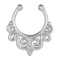 Load image into Gallery viewer, Fake Septum Piercing silberfarben Schörkel Spiralen Edelstahl - chic - net.de
