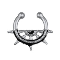 Load image into Gallery viewer, Fake Septum Piercing silberfarben Steuerrad Schiff Halbrund Edelstahl - chic - net.de
