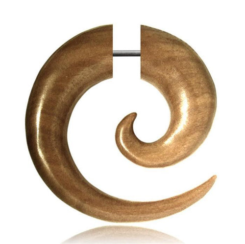 Fake Walnussholz Spirale Piercing Edelstahl Steckverschluss hellbraun gemasert - chic - net.de