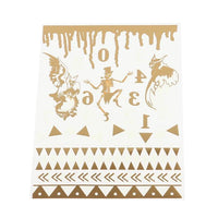 Cargar imagen en el visor de la galería, Flash Tattoos golden fluoreszierend Blut Skelett Eule Zahlen Wimpel 1 Bogen - chic - net.de
