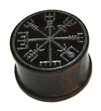 Load image into Gallery viewer, Flesh Plug Sonoholz Vegvisir Kompass silber Gravur - chic - net.de
