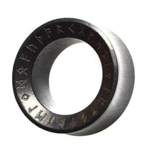 Cargar imagen en el visor de la galería, Flesh Tunnel Holz dunkel double flared Runen Ring - chic - net.de
