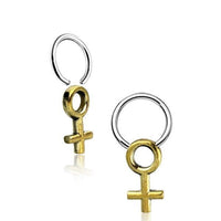 Cargar imagen en el visor de la galería, Piercing Klemmkugel Ring Brass Edelstahl Symbol weiblich
