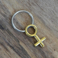 Cargar imagen en el visor de la galería, Piercing Klemmkugel Ring Brass Edelstahl Symbol weiblich

