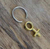 Cargar imagen en el visor de la galería, Piercing Klemmkugel Ring Brass Edelstahl Symbol weiblich
