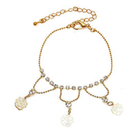 Load image into Gallery viewer, Glitzer Brass Armband Rosen Zirkonia weiß facettiert golden 16 - 22 cm verstellbar - chic - net.de
