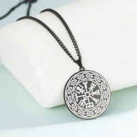 Load image into Gallery viewer, Halskette Edelstahl Vegvisir Celtic Rand Karabiner - chic - net.de
