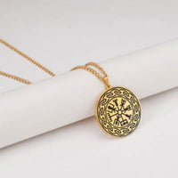 Load image into Gallery viewer, Halskette Edelstahl Vegvisir Celtic Rand Karabiner - chic - net.de
