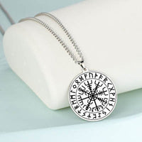 Load image into Gallery viewer, Halskette Edelstahl Vegvisir Runenrand Karabiner - chic - net.de
