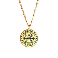 Load image into Gallery viewer, Halskette Edelstahl Vegvisir Runenrand Karabiner - chic - net.de
