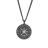Load image into Gallery viewer, Halskette Edelstahl Vegvisir Runenrand Karabiner - chic - net.de
