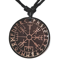 Load image into Gallery viewer, Halskette Holz verstellbar Anhänger rund Vegvisir - chic - net.de
