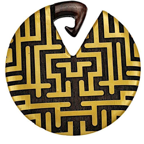 Holz Dehnschnecke Ohr Gewicht Piercing Goldmuster 8mm rund - chic - net.de