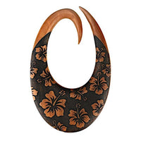 Load image into Gallery viewer, Holz Dehnschnecke Ohr Piercing braun oval Hibiskus 6mm - chic - net.de
