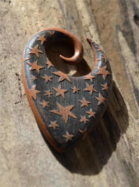 Cargar imagen en el visor de la galería, Holz Dehnschnecke Ohr Piercing Tropfen Star Burst 6mm - chic - net.de
