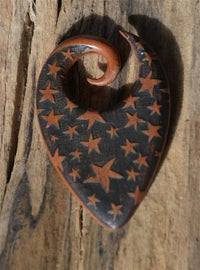 Cargar imagen en el visor de la galería, Holz Dehnschnecke Ohr Piercing Tropfen Star Burst 6mm - chic - net.de
