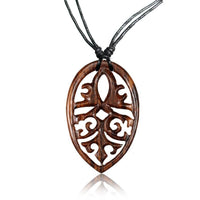 Load image into Gallery viewer, Holzkette Blatt Ornament Holz gemasert Sonoholz Baumwolle Unisex verstellbar - chic - net.de
