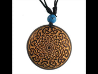 Load image into Gallery viewer, Holzkette golden Knotenblume Türkis Stein Sonoholz Baumwolle verstellbar unisex - chic - net.de
