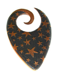 Load image into Gallery viewer, Holz Dehnschnecke Ohr Piercing Tropfen Star Burst 6mm
