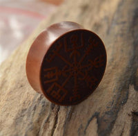 Load image into Gallery viewer, Plug Holz Wikinger Kompass Vegvisir braun double flared
