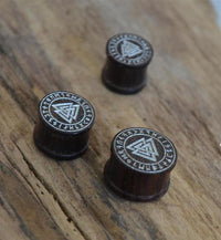 Load image into Gallery viewer, Flesh Plug Sonoholz Valknut Wotansknoten silber Gravur
