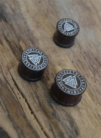 Load image into Gallery viewer, Flesh Plug Sonoholz Valknut Wotansknoten silber Gravur
