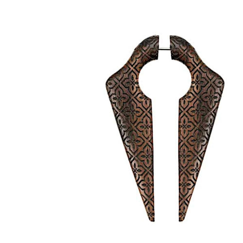 Javanisches Batik Fake Piercing Narra - Holz Ohrring 1mm - chic - net.de