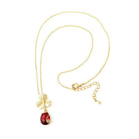 Load image into Gallery viewer, Kette 18 karat vergoldet rot Klee Tropfen Glaskristall Spirale nickelfrei Karabiner facettiert - chic - net.de
