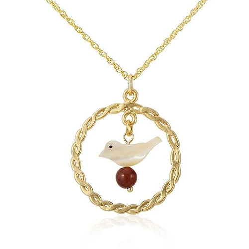 Kette 18 karat vergoldet Vogel Perlmutt Zopf Ring Singapurkette Stein nickelfrei Karabiner - chic - net.de