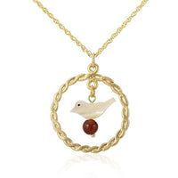 Load image into Gallery viewer, Kette 18 karat vergoldet Vogel Perlmutt Zopf Ring Singapurkette Stein nickelfrei Karabiner - chic - net.de
