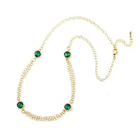 Load image into Gallery viewer, Kette 18 karat vergoldet zweilagig Glaskristall grün rund facettiert nickelfrei Karabiner - chic - net.de

