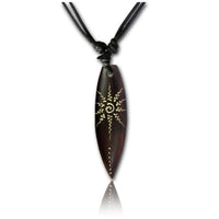 Cargar imagen en el visor de la galería, Surferkette Baumwolle Holz Surfbrett Blume Türkis handbemalt verstellbar Kette
