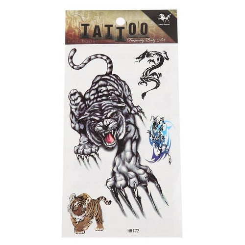 Klebe Tattoo Chinesischer Drache schwarz blau Tiger weiß braun 4 Motive 1 Bogen - chic - net.de