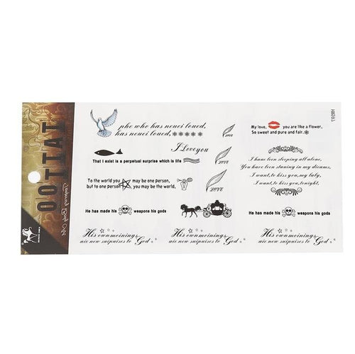 Klebe Tattoos Sprüche Liebe Waffen Kutsche Feder Taube 1 Bogen 13 Motive - chic - net.de