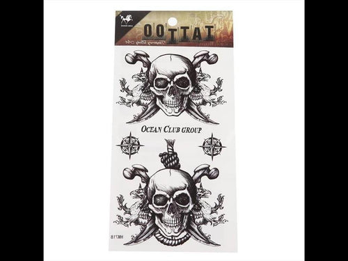 Klebetattoo Piraten Totenköpfe schwarz weiß Schädel 5 Motive 1 Bogen - chic - net.de