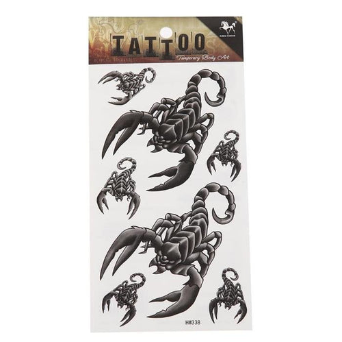 Klebetattoo Skorpione grau schwarz diverse Größen 7 Motive 1 Bogen - chic - net.de