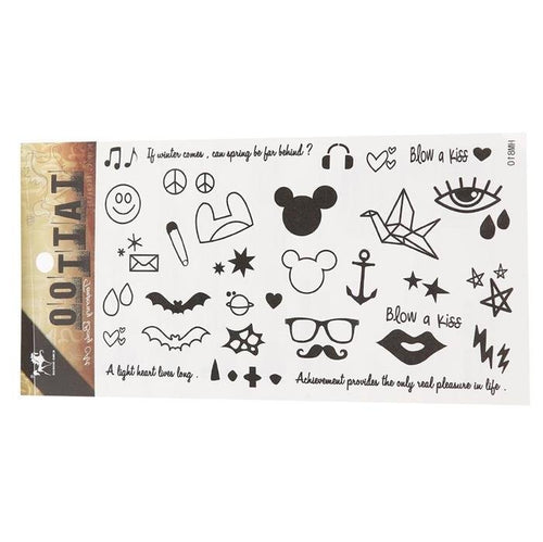 Klebetattoo Symbole Sprüche Anker Maus Kiss Moustache 1 Bogen 31 Motive Tattoos - chic - net.de