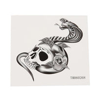 Cargar imagen en el visor de la galería, Klebetattoo temporär Totenkopf Rosen Kobra Schlange Rosen schwarz weiß 1 Bogen - chic - net.de
