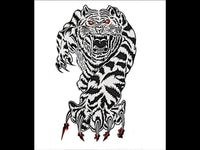 Cargar imagen en el visor de la galería, Klebetattoo Tiger springend schwrz weiß Krallen rot Blut 1 Motiv 1 Bogen - chic - net.de
