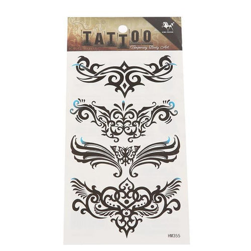 Klebetattoo Tribal diverse Designs symmetrisch schwarz blau 4 Motive 1 Bogen - chic - net.de