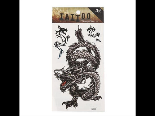 Klebetattoo Tribal schwarz chinesischer Drache grau 3 Motive 1 Bogen - chic - net.de