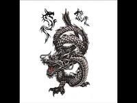 Load image into Gallery viewer, Klebetattoo Tribal schwarz chinesischer Drache grau 3 Motive 1 Bogen - chic - net.de
